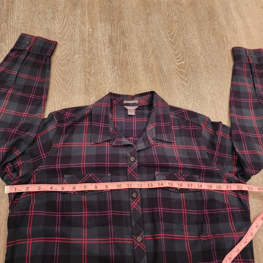 Eddie Bauer XL Classic Flannel Shirt Plaid Cozy Outdoor Preppy Rustic Holiday - Picture 11 of 16